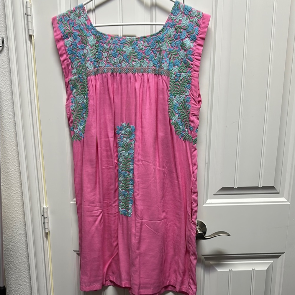J.Marie Pink and Blue Embellished Sleeveless Sundress